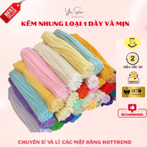 [CHUẨN 8MM] Kẽm Nhung Loại 1 Tone Pastel  Dày Mịn Dùng Làm Hoa Handmade,Hoa Kẽm Nhung- Yên Store DIY